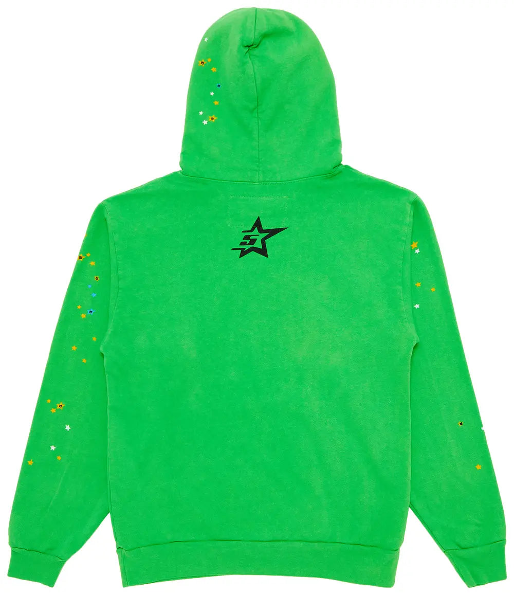 Sp5der Punk V2 Rhinestone Hoodie 'Bright Green'